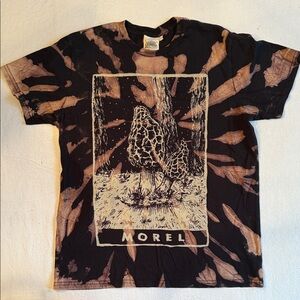 T-shirt - mushroom graphic, black and tan colors.